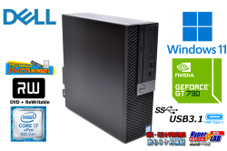 メモリ64G Windows11 中古パソコン DELL OPTIPLEX 7060 SF Core i7 8700 新品SSD2TB GeForceGT マルチ USBType-C