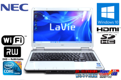 中古ノートパソコン NEC LaVie LL550/W Corei3 330M メモリ8G HDD500G Wi-Fi マルチ HDMI 15.6ｗ光沢液晶 Windows10