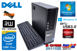 Windows10 メモリ16GB搭載 DELL OPTIPLEX 9020 4コア8スレッド Core i7 4770(3.40GHz) HDD1TB マルチ Radeon Windows 7 8 リカバリ付