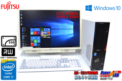 24.1型WUXGA液晶セット 中古パソコン 新品SSD Core i7 4770 (3.40GHz) メモリ8G Windows10 富士通 ESPRIMO D583/H マルチ USB3.0