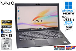 フルHD 13.3型 VAIO Pro PG VJPG13C11N 顔認証 Wi-Fi6 Core i5 1035G1 M.2SSD256G メモリ8G USBType-C Webカメラ Windows11