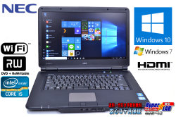 良品 中古ノートパソコン NEC VersaPro VK25T/L-E Corei5 3210M (2.5GHz) Windows10 メモリ4G WiFi マルチ 15.6型ワイド Windows7リカバリ付