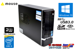 中古パソコン mouse EGPCG182DR50W7PBTO Core i3 4130 メモリ16G HDD1TB SDスロット マルチ Windows10