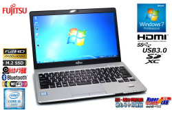 Windows7 32bit フルHD ノートパソコン 中古 富士通 LIFEBOOK S936/P Core i5 6300U M.2SSD128G メモリ4G Wi-Fi Bluetooth Webカメラ