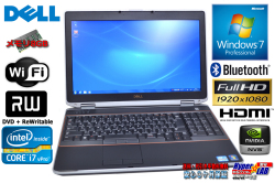 メモリ8G フルHD液晶 中古ノートパソコン DELL Latitude E6520 4コア8スレッド Core i7 2760QM(2.40GHz) マルチ WiFi NVIDIA Windows7 64bit 15.6型
