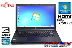 Windows7 32bit 富士通 中古ノートパソコン LIFEBOOK A573/G Core i5 3340M 新品SSD メモリ4G DVD USB3.0 HDMI