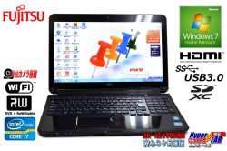 Windows7 中古ノートパソコン 富士通 LIFEBOOK AH77/H Core i7 3610QM メモリ8G HDD1000G Webカメラ マルチ Wi-Fi