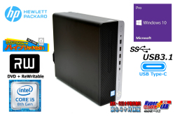 メモリ16G 中古デスクトップ HP ProDesk 600 G4 SFF 6コア Core i5 8500 m.2SSD256G HDD2TB マルチ USBType-C Windows10