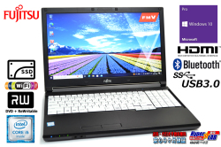 中古ノートパソコン 富士通 LIFEBOOK A576/RX Core i5 6300U 新品SSD256G メモリ8G Wi-Fi Bluetooth マルチ Windows10