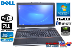 メモリ8G フルHD液晶 中古ノートパソコン DELL Latitude E6520 4コア8スレッド Core i7 2720QM(2.20GHz) マルチ WiFi NVIDIA Windows7 64bit 15.6型