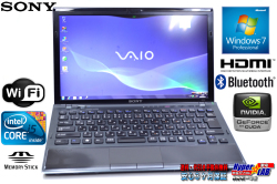 アウトレット 中古ノートパソコン ソニー Vaio Zシリーズ VPCZ14AGJD Core i5 メモリ4G WiFi GeForceGT Windows7 64bit 訳あり