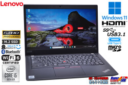 顔認証 Wi-Fi6 フルHD Lenovo ThinkPad X13 第10世代 Core i5 10210U M.2SSD256G メモリ8G Webカメラ USBType-C Windows11