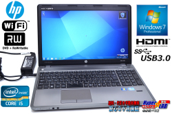 アウトレット 中古ノートパソコン Windows7 HP ProBook 4540s Core i5 3210M(2.50GHz) メモリ4GB マルチ WiFi USB3.0 訳あり