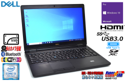 Webカメラ 中古ノートパソコン DELL Latitude 5580 Core i3 7100U SSD250G メモリ8G Wi-Fi Bluetooth USBType-C Windows10