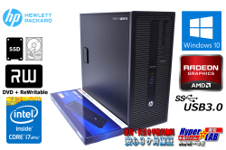 SSD+HDD 中古パソコン HP EliteDesk 800 G1 TW Core i7 4770 (3.40GHz) メモリ8G Windows10 USB3.0 マルチ RADEON