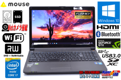 GeForceGTX搭載 SSD+HDD メモリ16G フルHD 中古ノートパソコン mouse W350STQ Core i7 4800MQ マルチ Wi-Fi Webカメラ Bluetooth Windows10