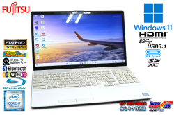 フルHD Blu-ray 顔認証 富士通 LIFEBOOK AH77/D3 Core i7 9750H M.2SSD256G HDD1TB メモリ8G Webカメラ Wi-Fi USBType-C Windows11