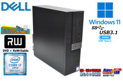 Windows11 メモリ16G 中古パソコン DELL OPTIPLEX 7060 SF Core i7 8700 新品M.2SSD512G HDD1TB マルチ USBType-C