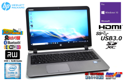 ノートパソコン m.2SSD256G HDD500G 中古 HP ProBook 450 G3 Core i5 6200U Webカメラ メモリ8G Wi-Fi マルチ Windows10