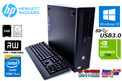 中古パソコン GeForce搭載 HP EliteDesk 800 G1 SFF Core i7 4790 メモリ16G 新品SSD256G HDD1000G Windows10 USB3.0 マルチ