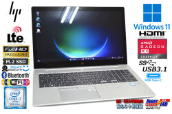 メモリ32G フルHD SIMフリー HP EliteBook 850 G5 Core i7 8650U m.2SSD512G RadeonRX 顔認証 Webカメラ Wi-Fi NFC Windows11