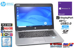 12.5型 モバイル HP EliteBook 820 G3 Core i7 6600U m.2SSD256G Webカメラ メモリ8G USBType-C Wi-Fi Windows10