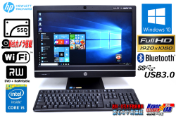 中古パソコン WiFi SSD フルHD 21.5w液晶一体型 HP ProOne 600 G1 AiO Core i5 4590s Windows10 メモリ8GB Bluetooth マルチ カメラ