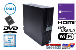 HDMI 中古パソコン DELL OPTIPLEX 3040 SF 第6世代 Core i3 6100 Wi-Fi メモリ8G 新品SSD256G Windows10