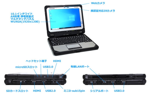 防塵 防滴 頑丈 Panasonic Toughbook CF-20 Core i5 7Y57 タッチパネル 