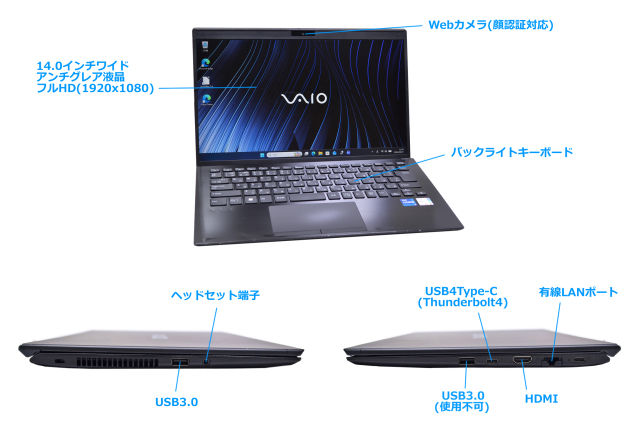 訳あり メモリ32G m.2SSD2TB FHD 14.0型 VAIO Pro PK VJPK218 Core i7