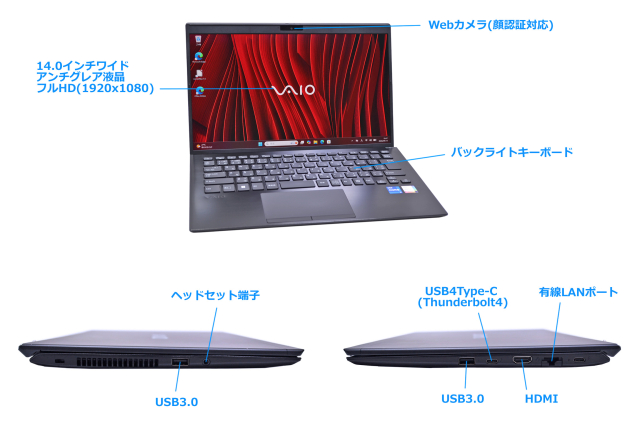 メモリ32G m.2SSD2TB VAIO Pro PK VJPK218 Core i7 1165G7 IrisXe FHD