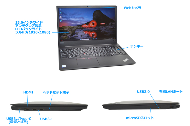 メモリ32G m.2SSD1TB HDD2TB フルHD Lenovo ThinkPad E590 第8世代 