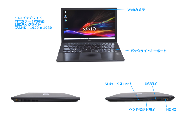 FHD IPS液晶 超薄型モバイル SONY VAIO Pro 13 VJP131B01N Core i7 
