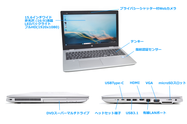 フルHD ノートパソコン 中古 HP ProBook 650 G5 Core i7 8565U M 
