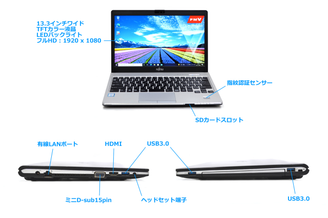 13.3型 フルHD 中古ノートパソコン 富士通 LIFEBOOK S936/M Core i5
