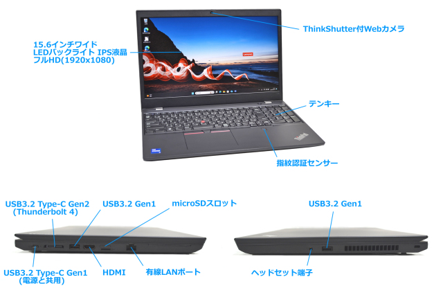 メモリ32G フルHD Wi-Fi6 Lenovo ThinkPad L15 Gen2 Core i7