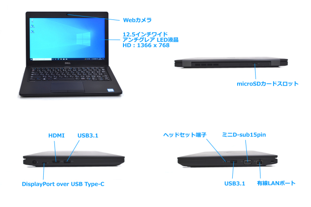 Webカメラ 中古ノートパソコン DELL Latitude 5280 第7世代 Core i3 