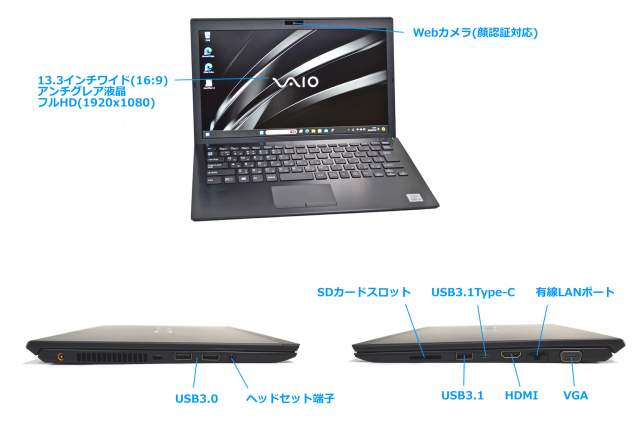 VAIO Pro PG VJPG13C11N Wi-Fi6 顔認証 フルHD 第10世代 Core i5 