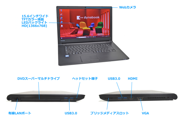 ノートパソコン メモリ16G 東芝 dynabook B65/M Core i7 8550U m 