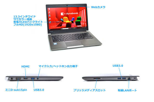 東芝 高性能Core i7搭載 高速SSD240G メモリ8G 薄型 Webカメラ内蔵  