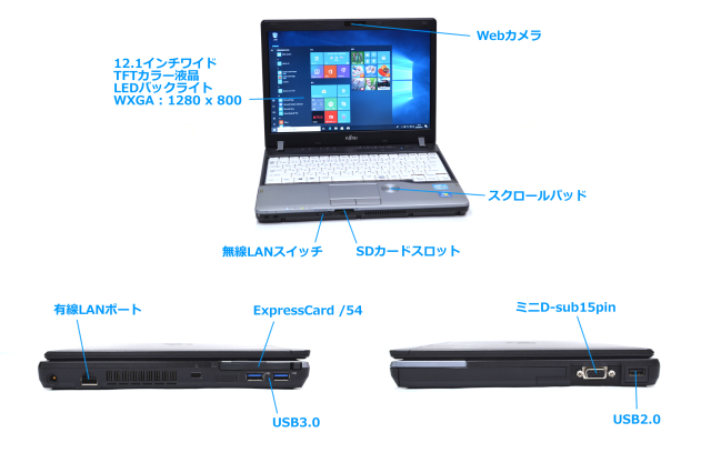 SSD搭載 中古ノートパソコン Windows10 64bit 富士通 LIFEBOOK P772/F