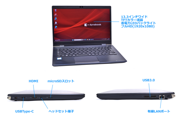 ノートパソコン 軽量 モバイル dynabook G83/DN Core i5 8250U メモリ