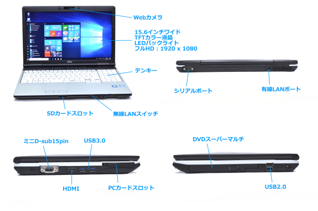 新品SSD ノートパソコン Win10 よかっ 中古良品 フルHD 16型ワイド  