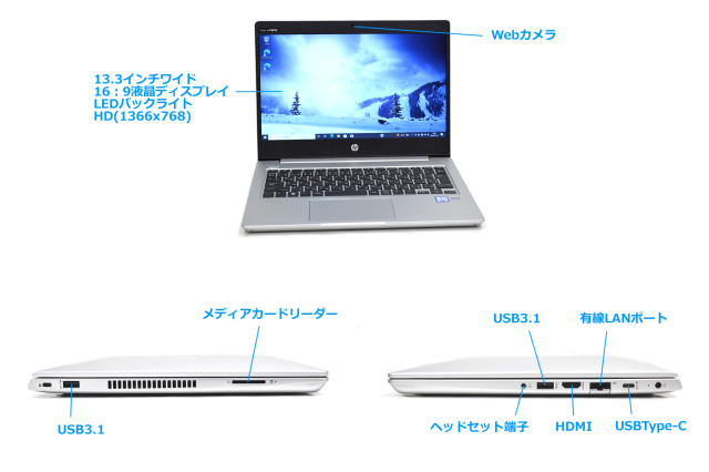 Webカメラ 13.3型 ノートパソコン HP ProBook 430 G6 第8世代 Core i3 