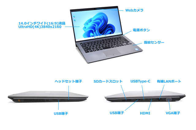 4K液晶 VAIO Pro PK VJPK11C11N Core i7 8565U メモリ16G M.2SSD1TB 