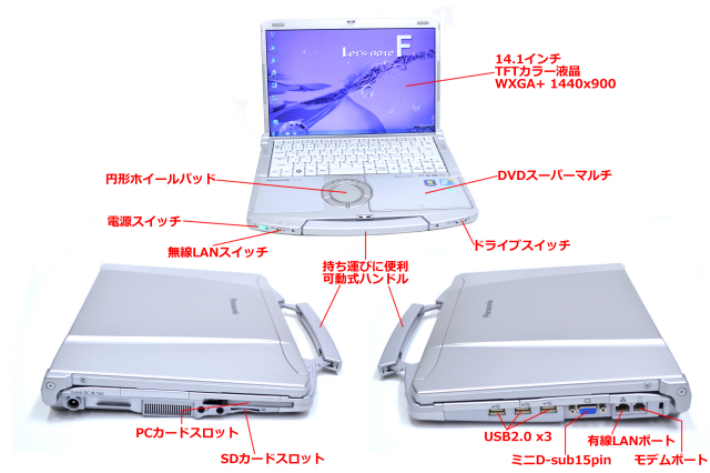 ハンドル付 14.1型 モバイルノートパソコン Panasonic レッツノート CF 