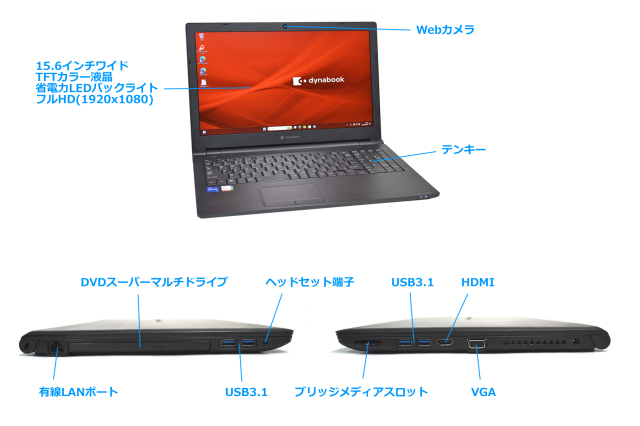 フルHD Wi-Fi6 dynabook B65/HU 第11世代 Core i5 1135G7 IrisXe 