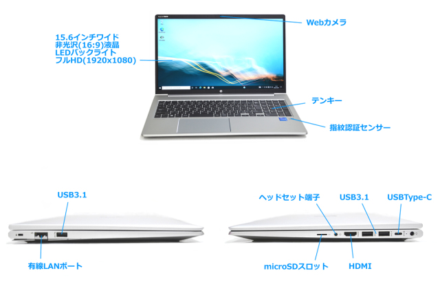 第11世代 美品 ノートパソコン HP ProBook 450 G8 Core i5 1135G7 フル 