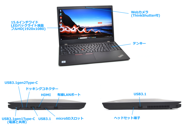 メモリ32G フルHD Lenovo ThinkPad L15 GEN1 第10世代 Core i7 10510U 