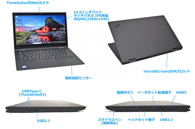 2-in-1 LTE WQHD タッチパネル Lenovo ThinkPad X1 Yoga 3rd Core i5 